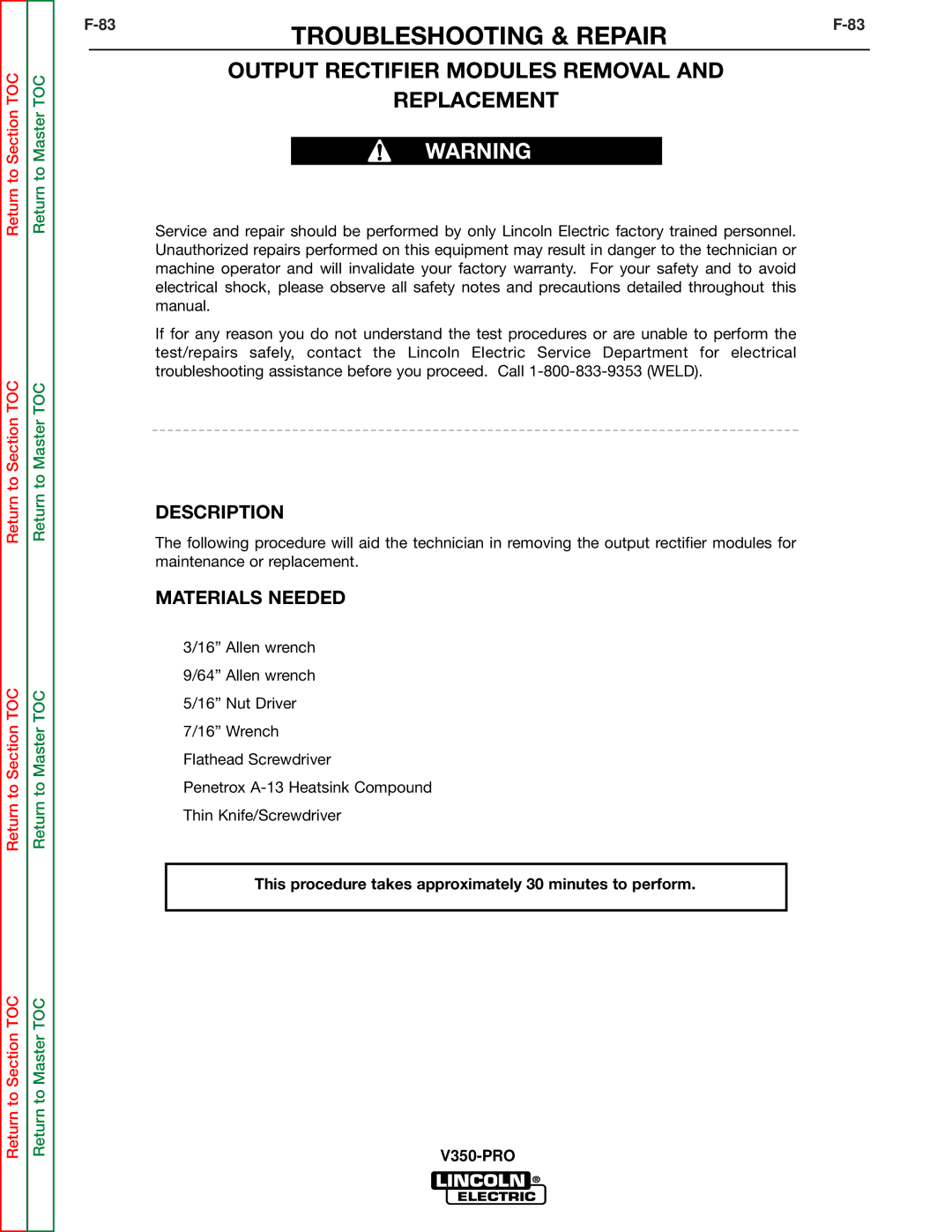 Lincoln Electric SVM158-A service manual Output Rectifier Modules Removal Replacement 