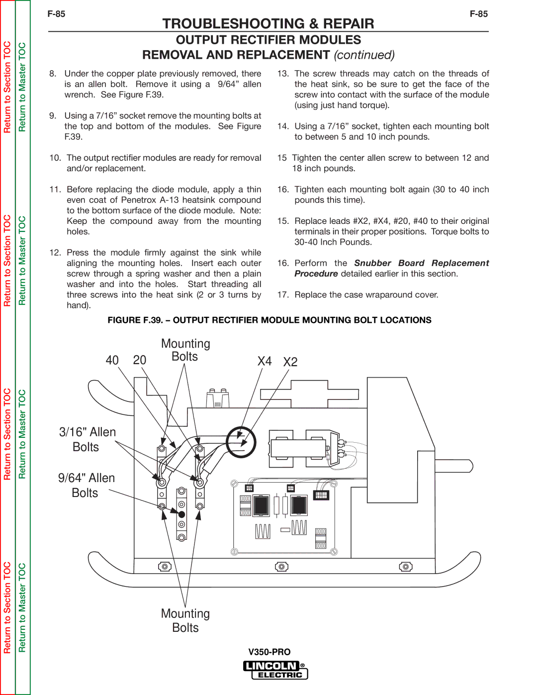 Lincoln Electric SVM158-A service manual Allen Bolts Mounting 