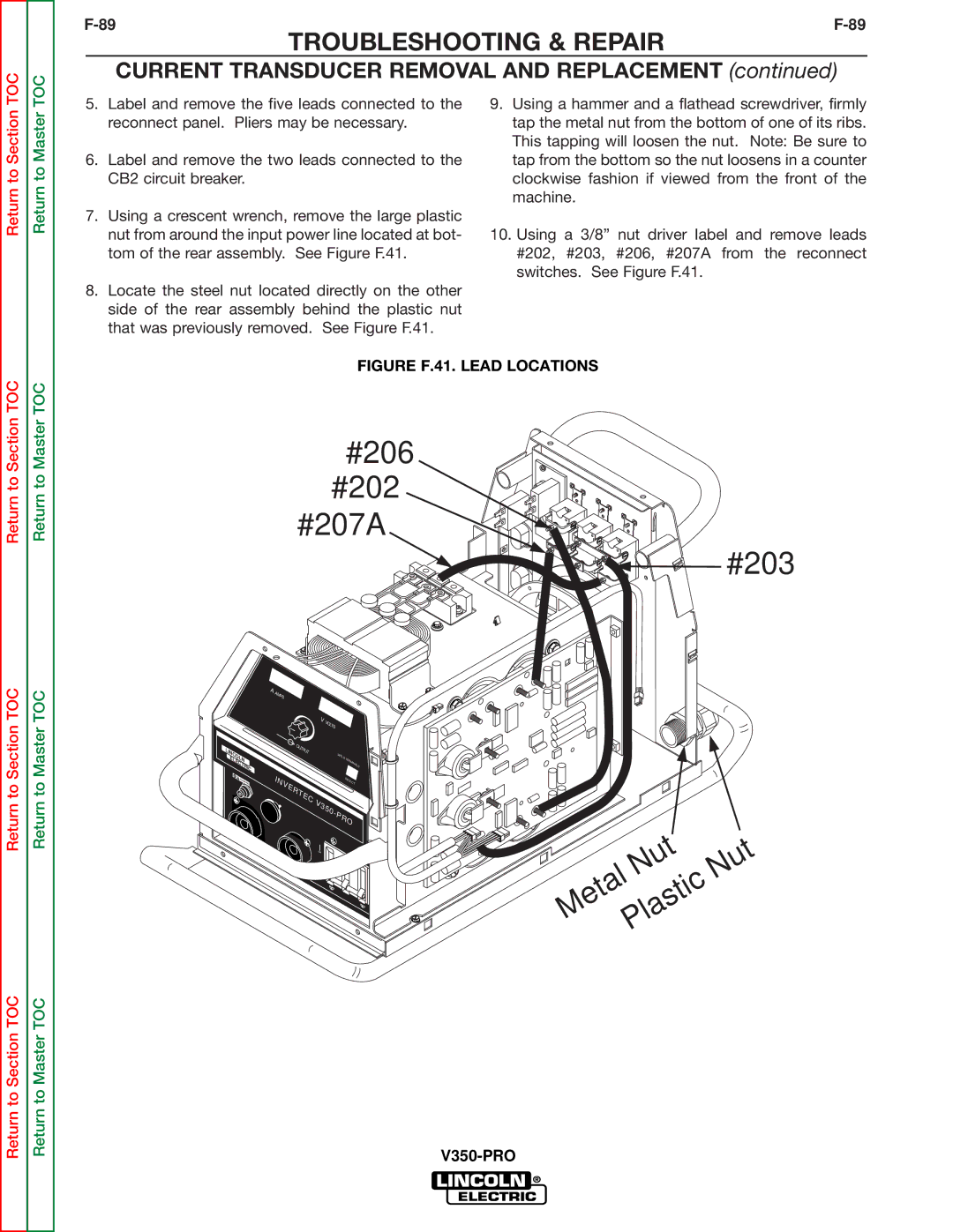 Lincoln Electric SVM158-A service manual #206 #202 #207A #203 