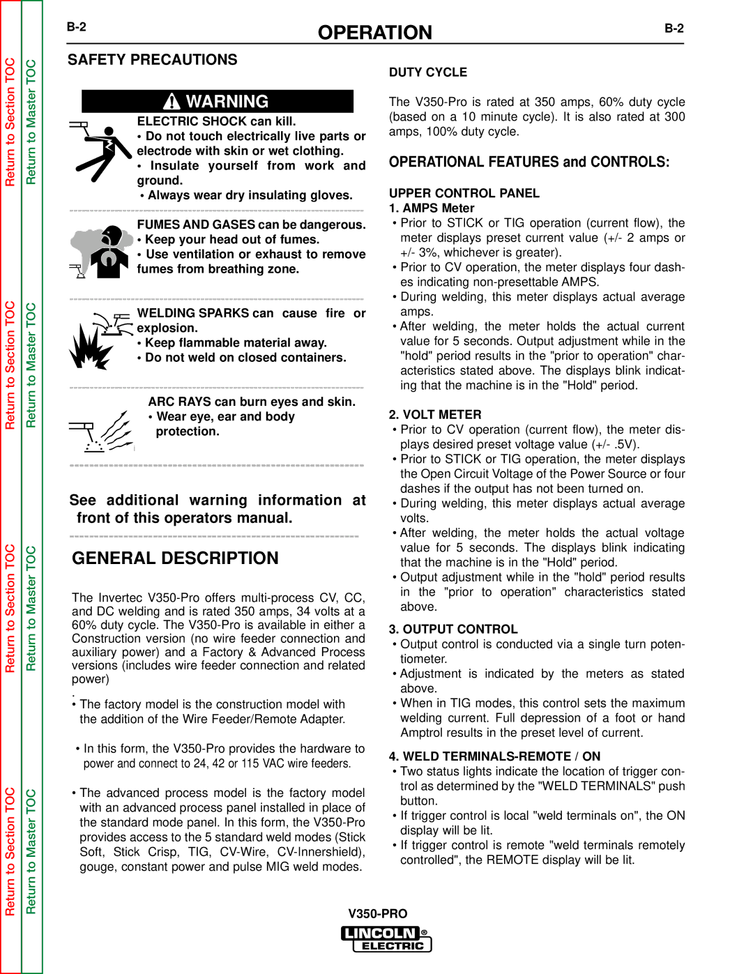 Lincoln Electric SVM158-A service manual Operation 