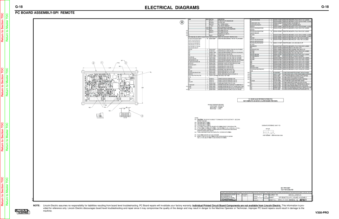 Lincoln Electric SVM158-A service manual PC Board ASSEMBLY-SPI Remote, RESISTOR,SMD,1W,243OHMS,1% 