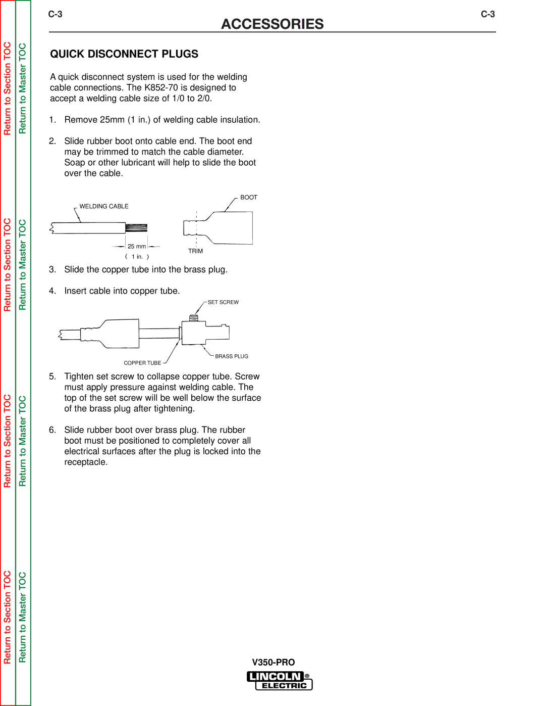 Lincoln Electric SVM158-A service manual Quick Disconnect Plugs 