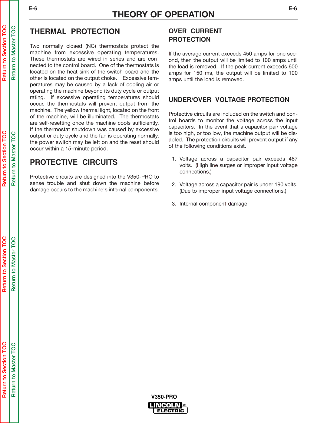 Lincoln Electric SVM158-A service manual Thermal Protection 