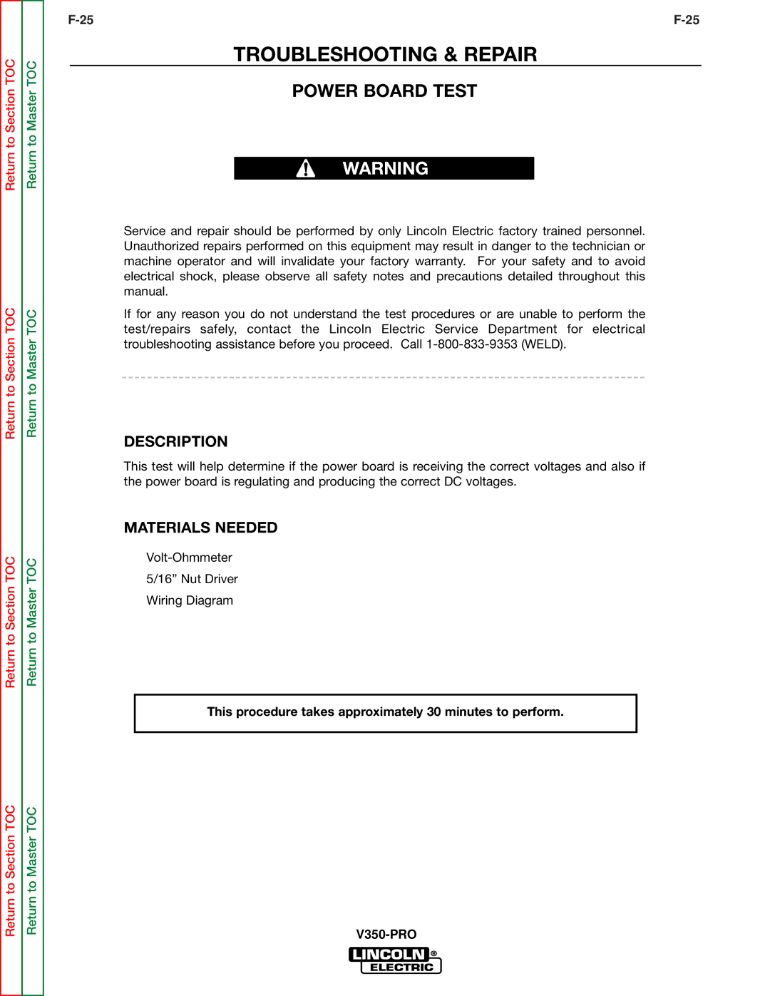 Lincoln Electric SVM158-A service manual Power Board Test 