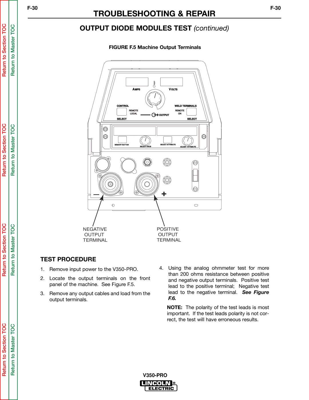 Lincoln Electric SVM158-A service manual Output Diode Modules Test 