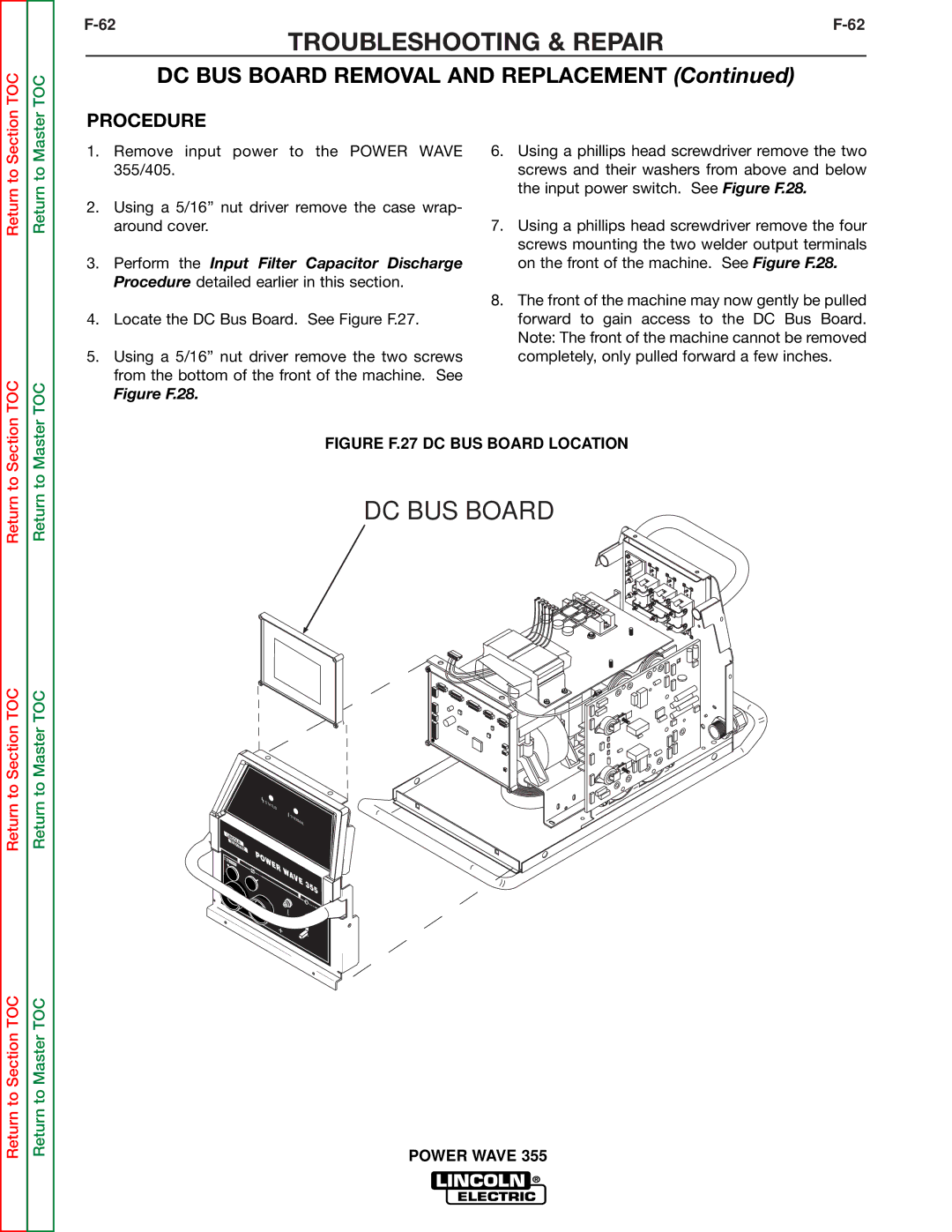 Lincoln Electric SVM159-A service manual DC BUS Board Removal and Replacement 