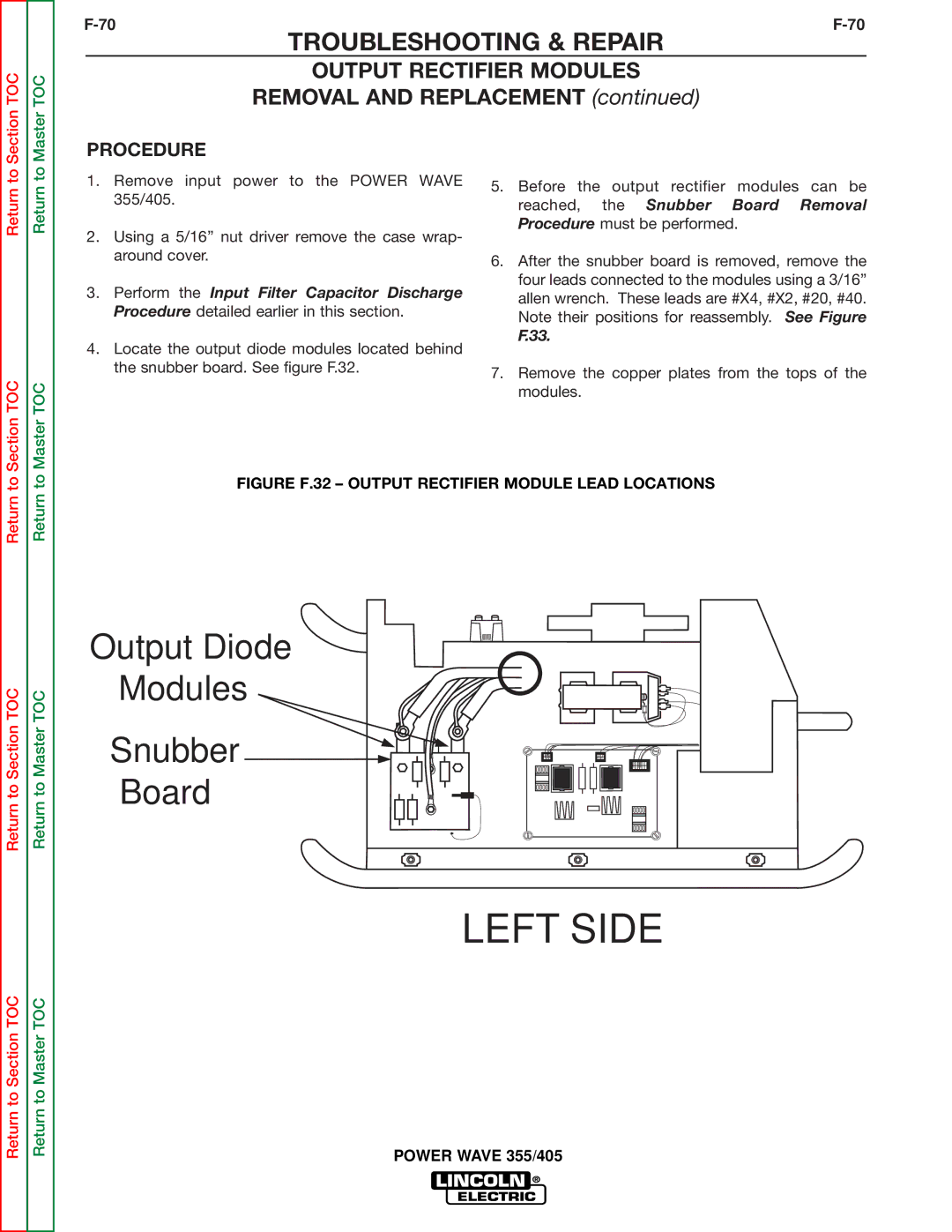 Lincoln Electric SVM159-A service manual Output Rectifier Modules, Removal and Replacement 