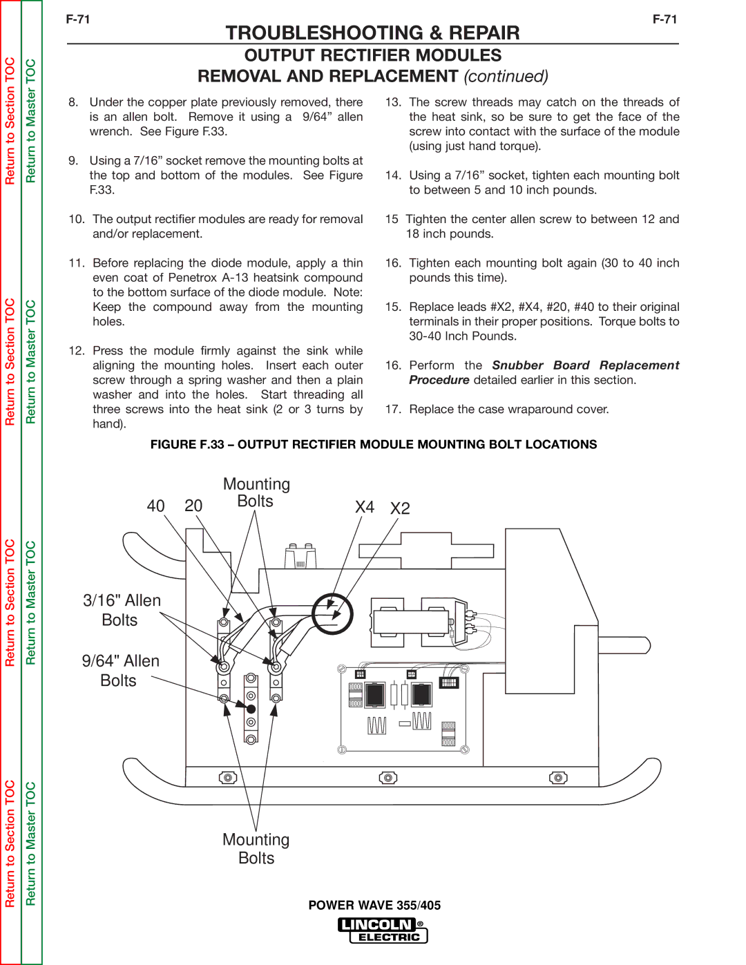 Lincoln Electric SVM159-A service manual Mounting Bolts Allen 