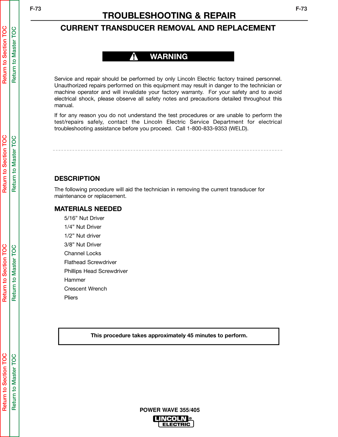 Lincoln Electric SVM159-A service manual Current Transducer Removal and Replacement 