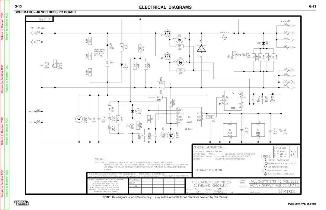 Lincoln Electric SVM159-A service manual Schematic 40 VDC Buss PC Board 