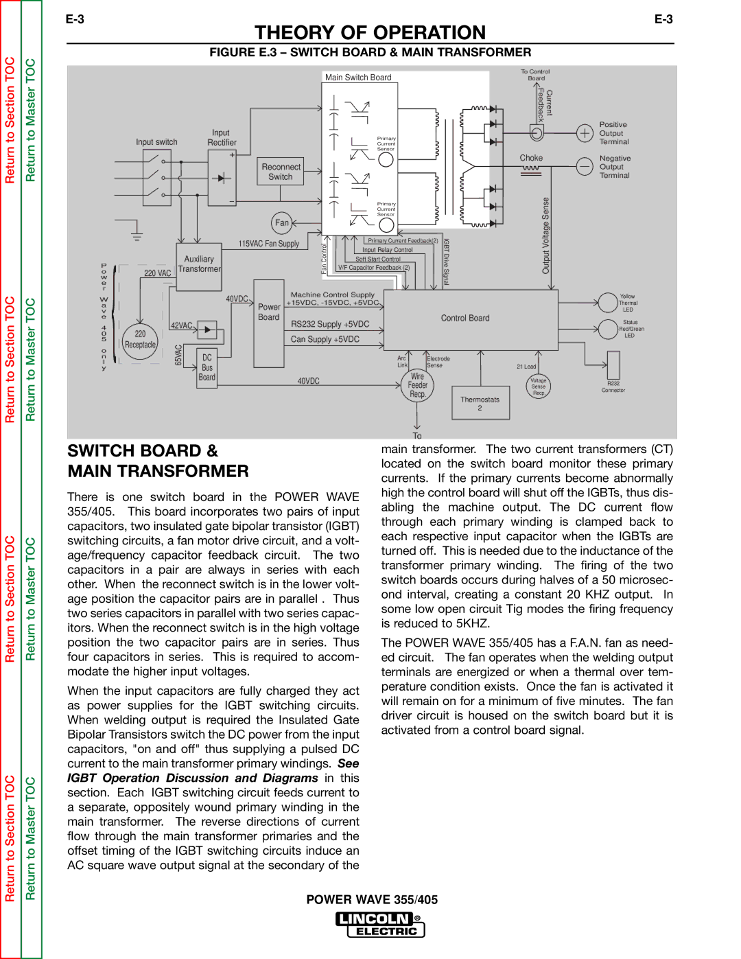 Lincoln Electric SVM159-A service manual Switch Board Main Transformer, 42VAC 