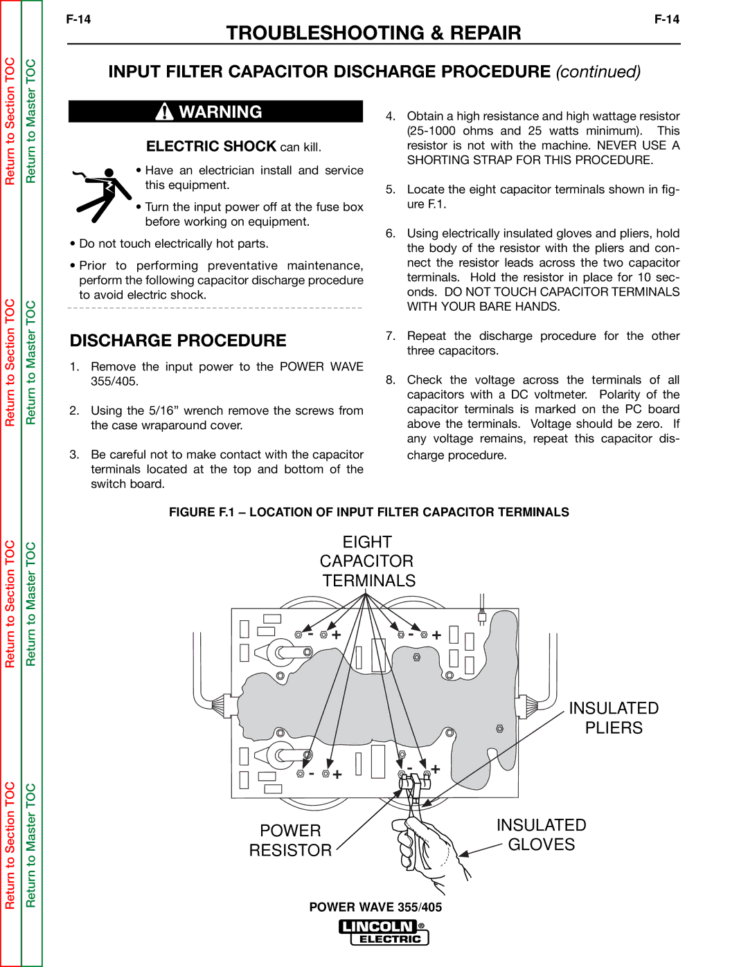 Lincoln Electric SVM159-A service manual Input Filter Capacitor Discharge Procedure 