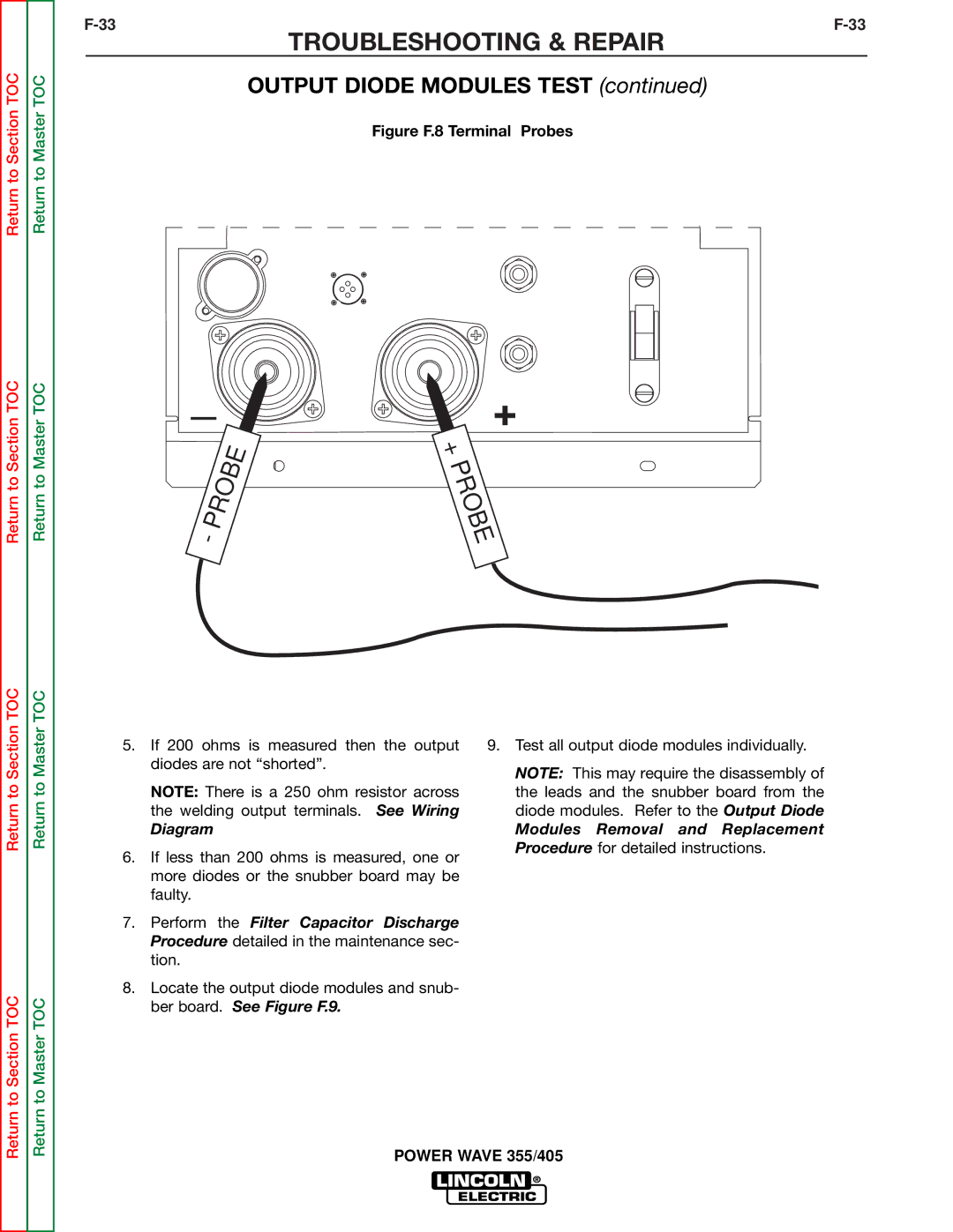 Lincoln Electric SVM159-A service manual Diagram, Figure F.8 Terminal Probes 