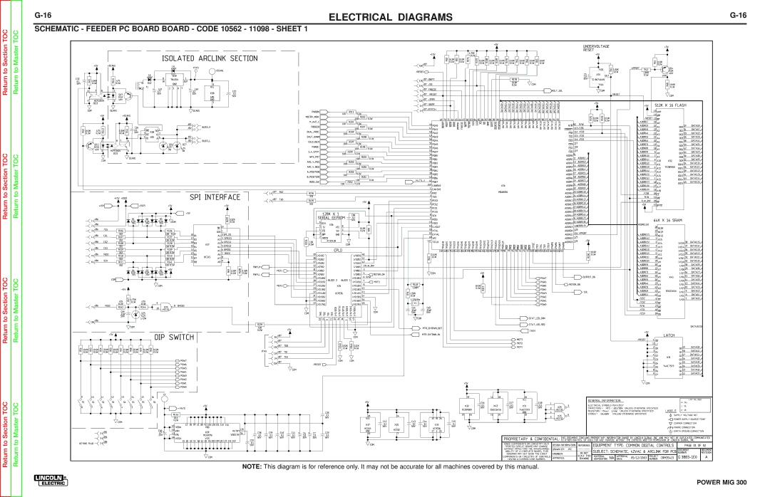 Lincoln Electric SVM160-B service manual Schematic Feeder PC Board Board Code 10562 11098 Sheet 