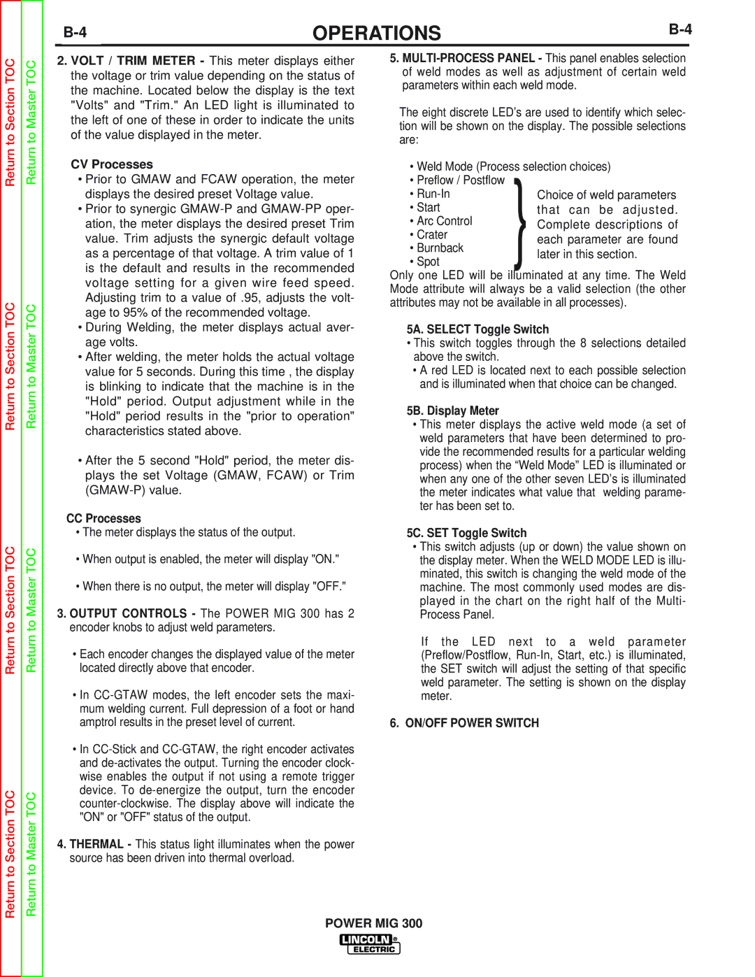 Lincoln Electric SVM160-B service manual Operations 