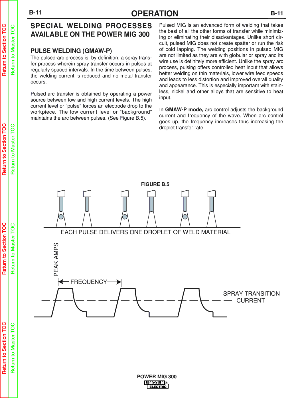 Lincoln Electric SVM160-B service manual Special Welding Processes Available on the Power MIG, Pulse Welding GMAW-P 