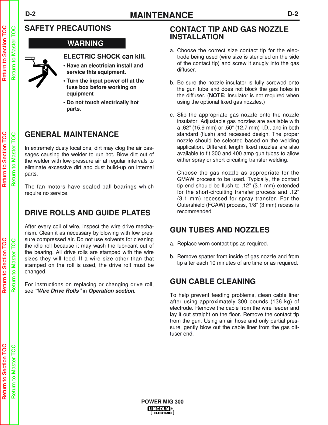 Lincoln Electric SVM160-B service manual Maintenance 