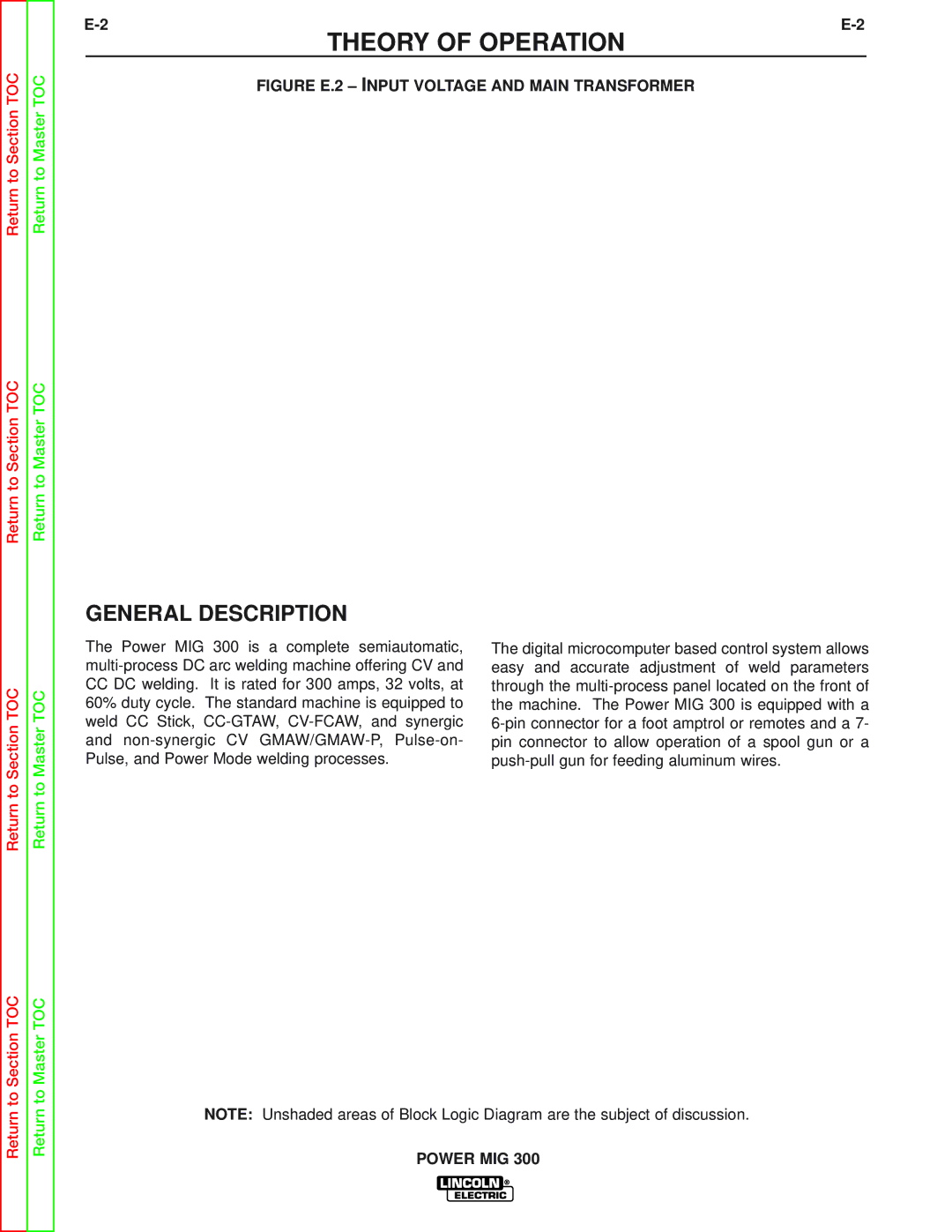 Lincoln Electric SVM160-B service manual Theory of Operation, General Description 