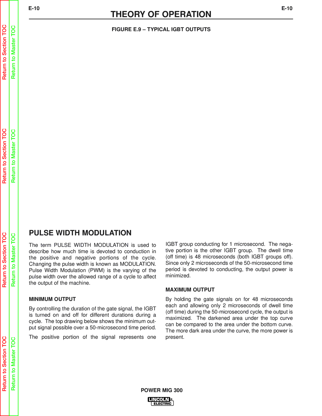 Lincoln Electric SVM160-B service manual Pulse Width Modulation, Sec 