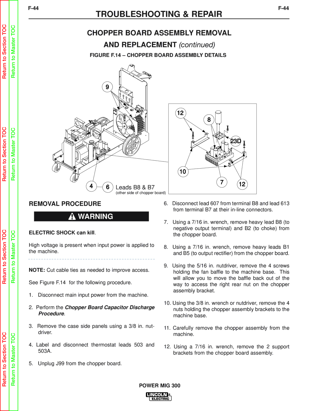 Lincoln Electric SVM160-B service manual Chopper Board Assembly Removal, Replacement 
