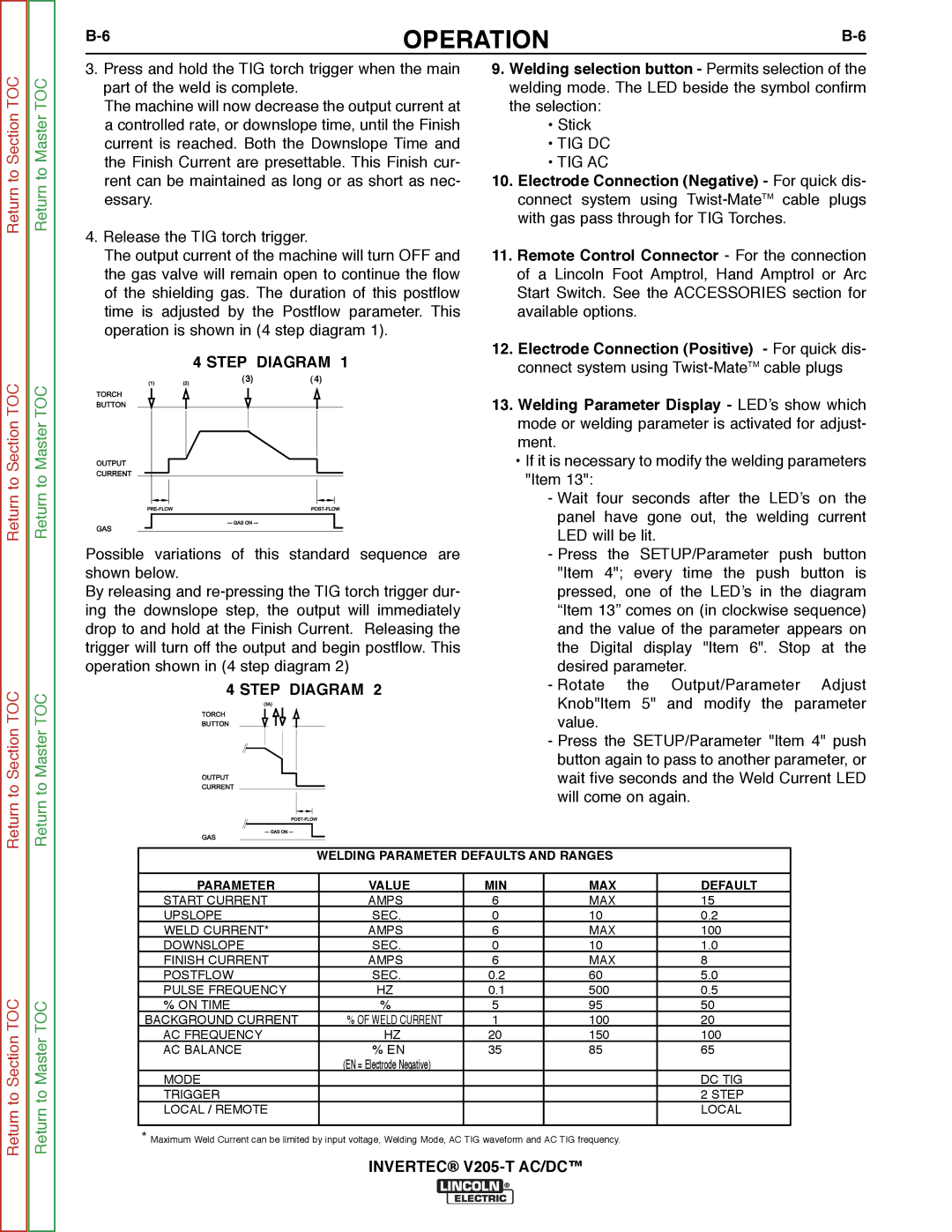 Lincoln Electric SVM161-A service manual Tig Dc Tig Ac 