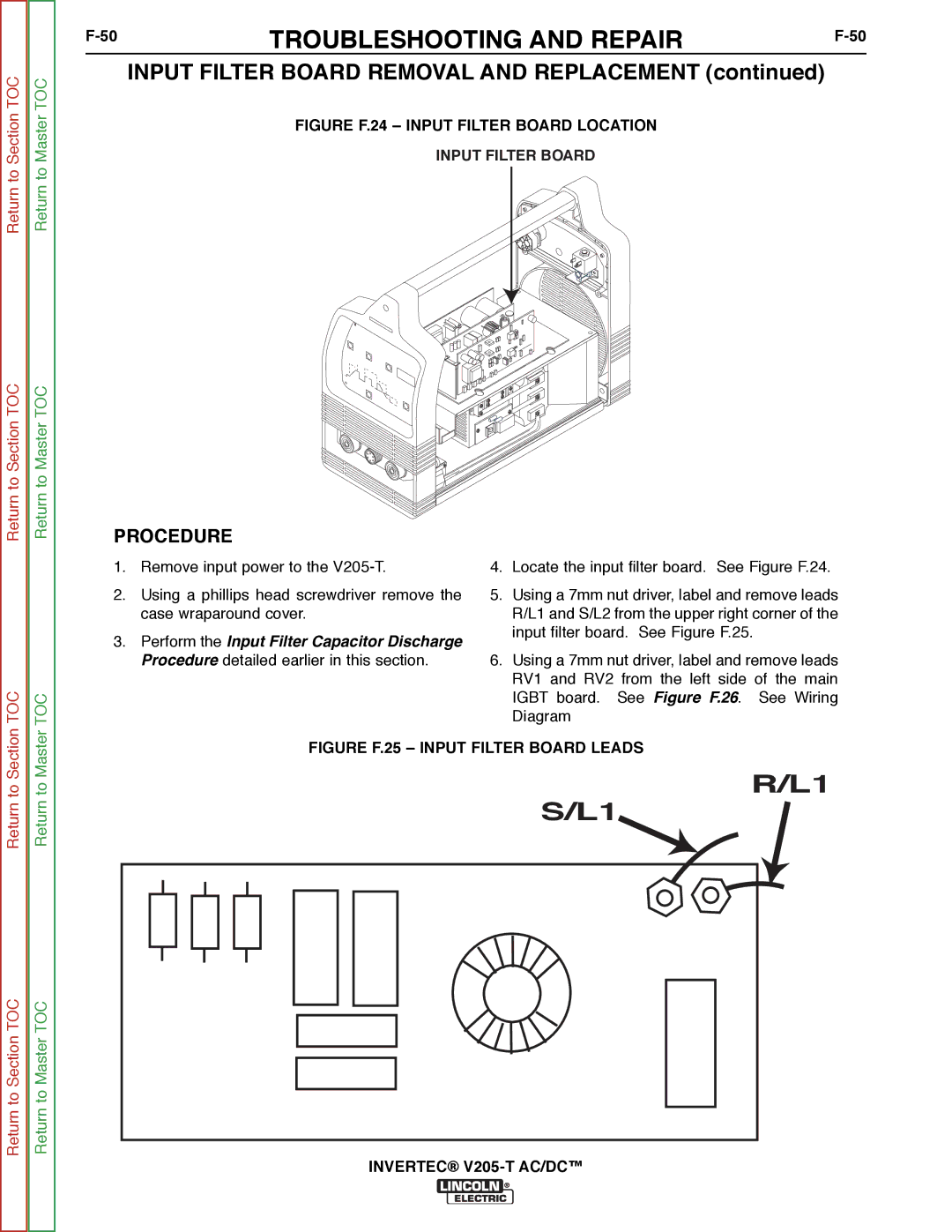 Lincoln Electric SVM161-A Input Filter Board Removal and Replacement, Figure F.24 Input Filter Board Location 