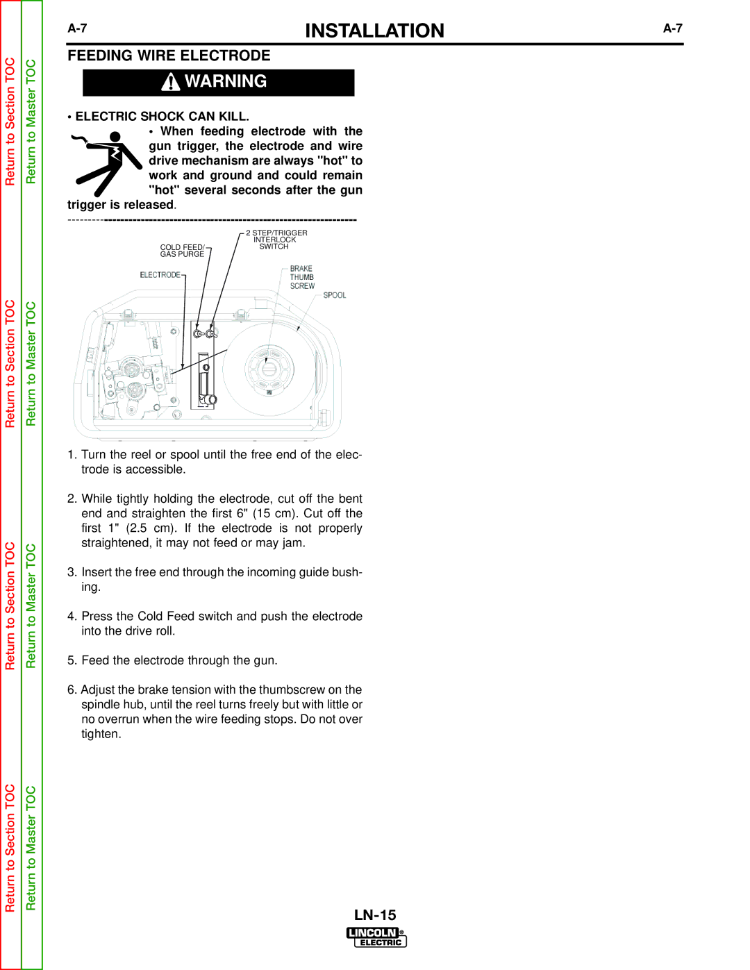 Lincoln Electric SVM166-A service manual Feeding Wire Electrode 