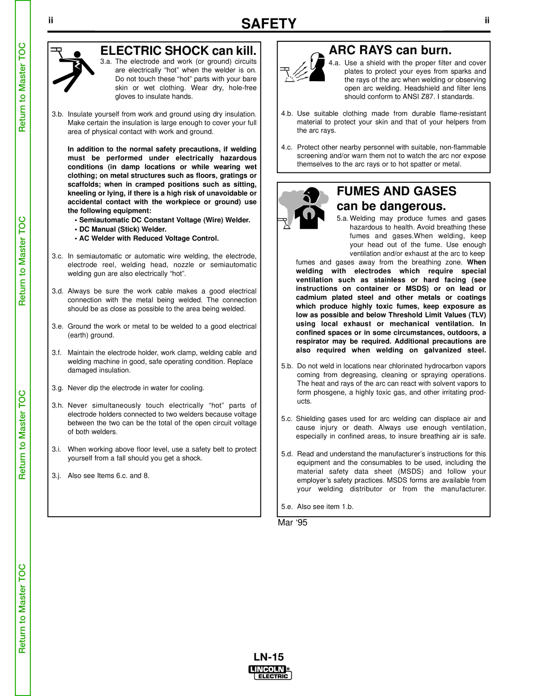 Lincoln Electric SVM166-A service manual Electric Shock can kill 