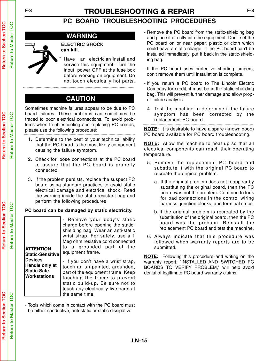 Lincoln Electric SVM166-A service manual PC Board Troubleshooting Procedures, Workstations 