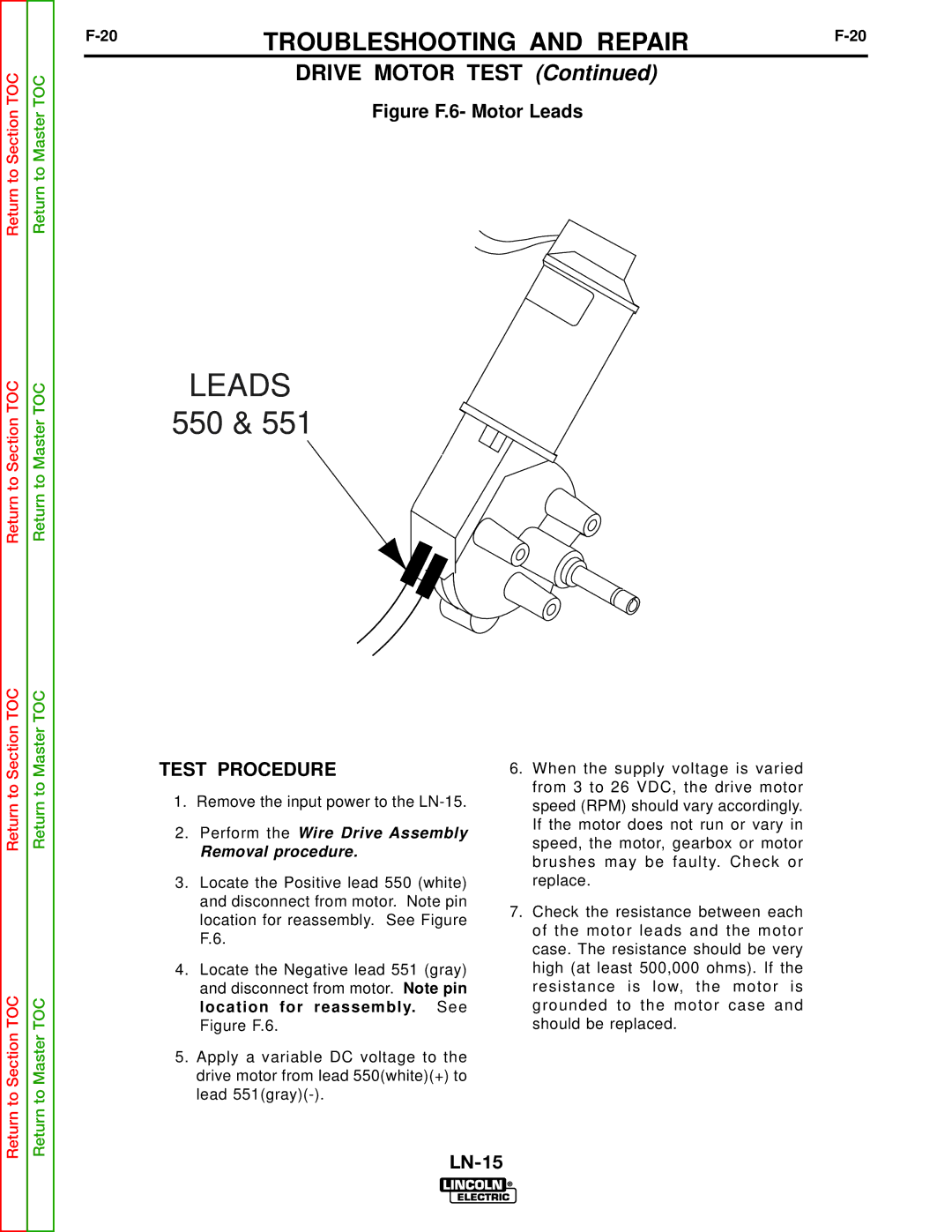 Lincoln Electric SVM166-A service manual Leads 550 