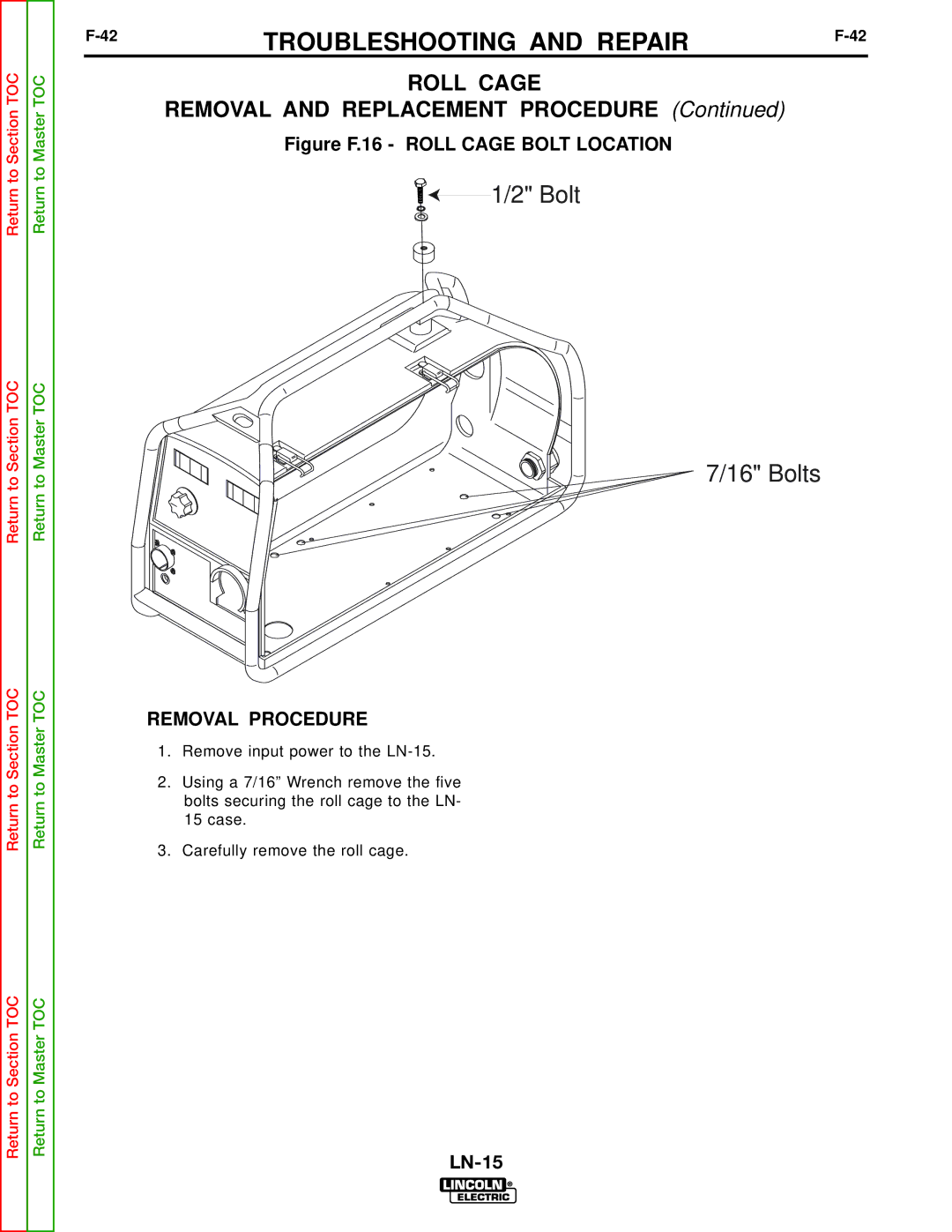 Lincoln Electric SVM166-A service manual Bolt Bolts, Roll Cage 