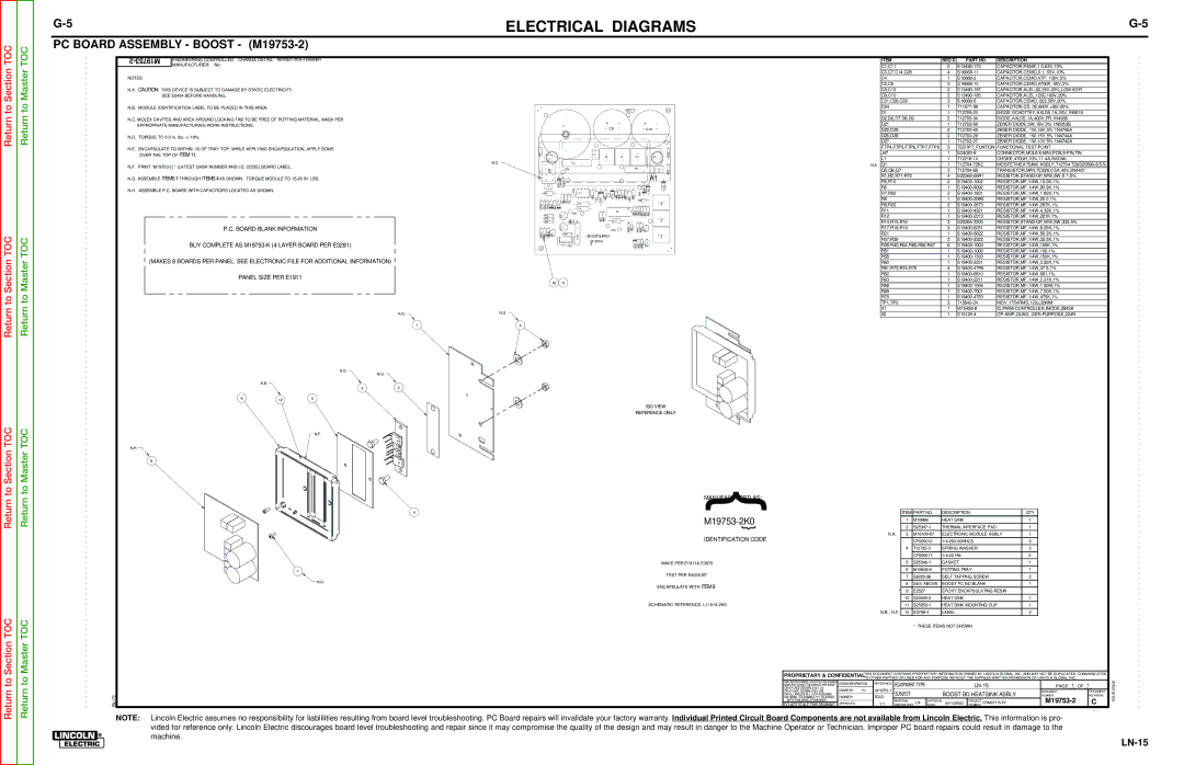 Lincoln Electric SVM166-A service manual PC Board Assembly Boost M19753-2, To Section 