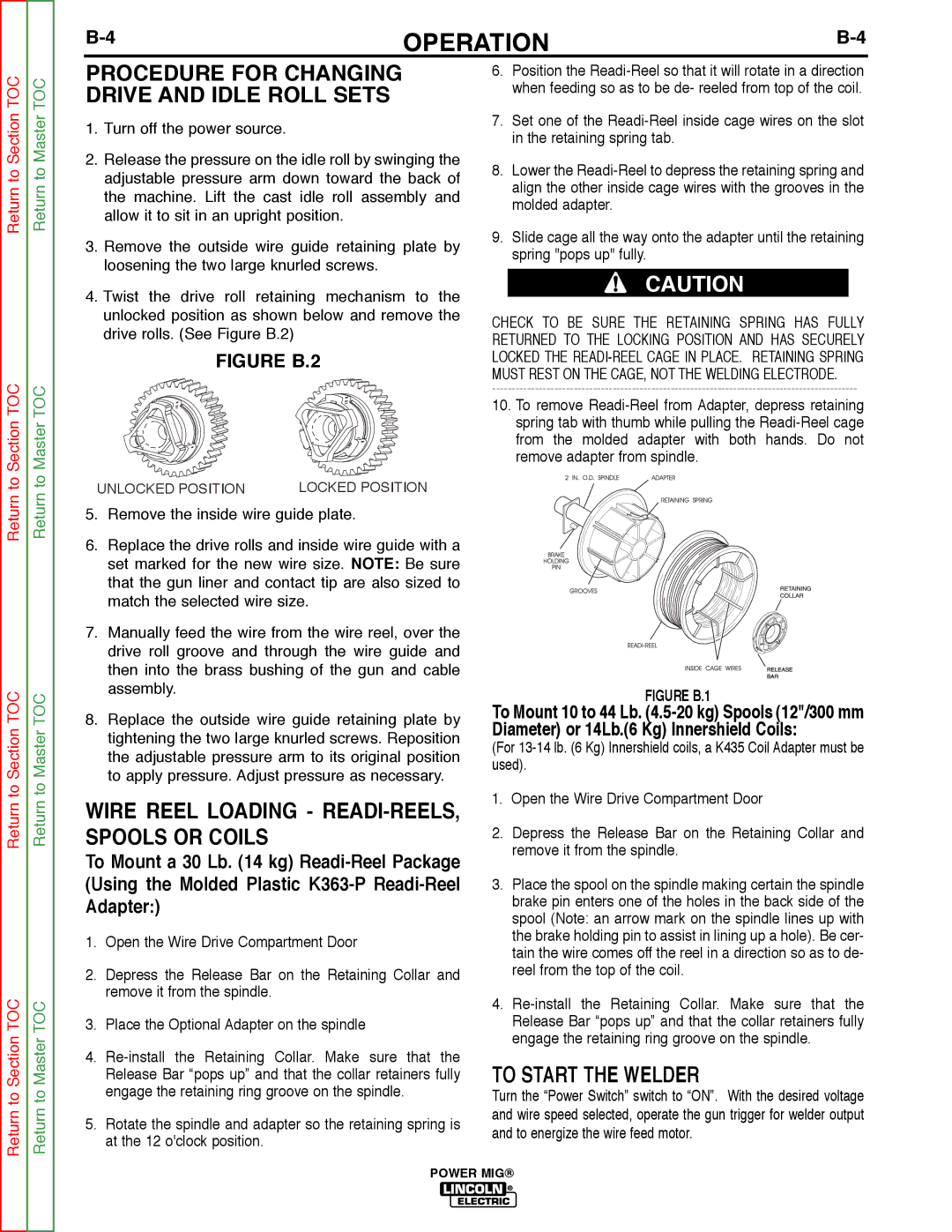 Lincoln Electric SVM167-A Procedure for Changing Drive AND IDLE Roll Sets, Wire Reel Loading READI-REELS, Spools or Coils 