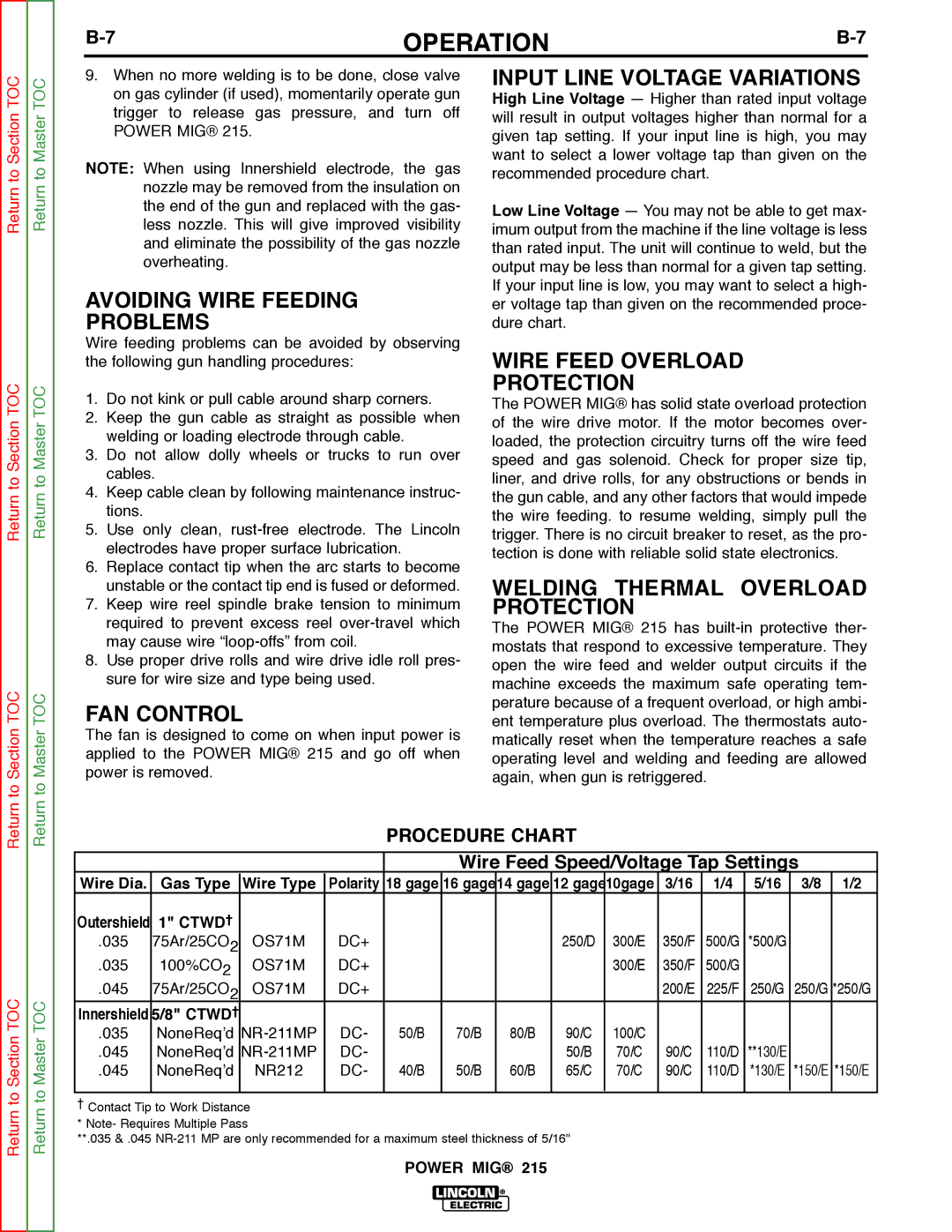 Lincoln Electric SVM167-A service manual Avoiding Wire Feeding Problems, FAN Control, Input Line Voltage Variations 