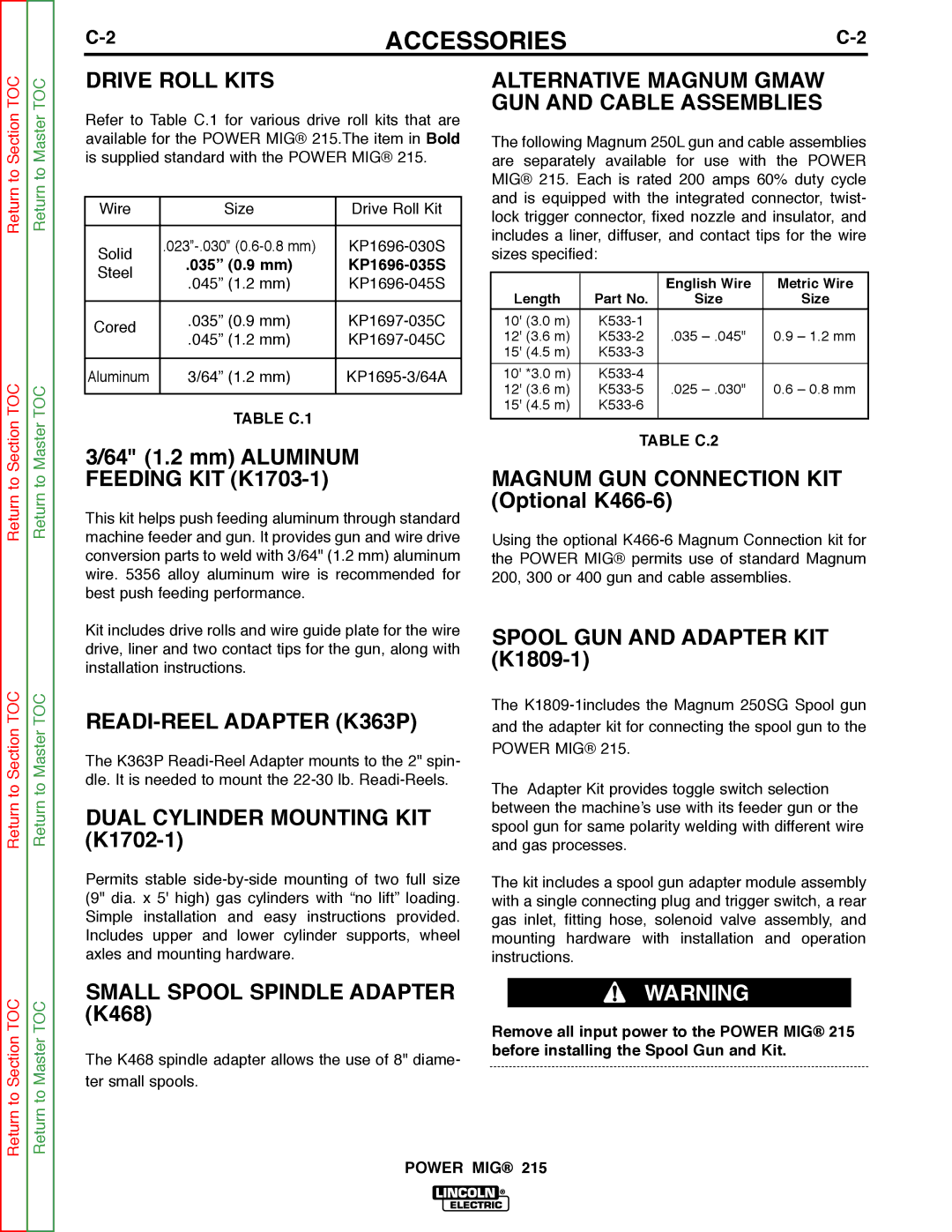 Lincoln Electric SVM167-A service manual Accessories 