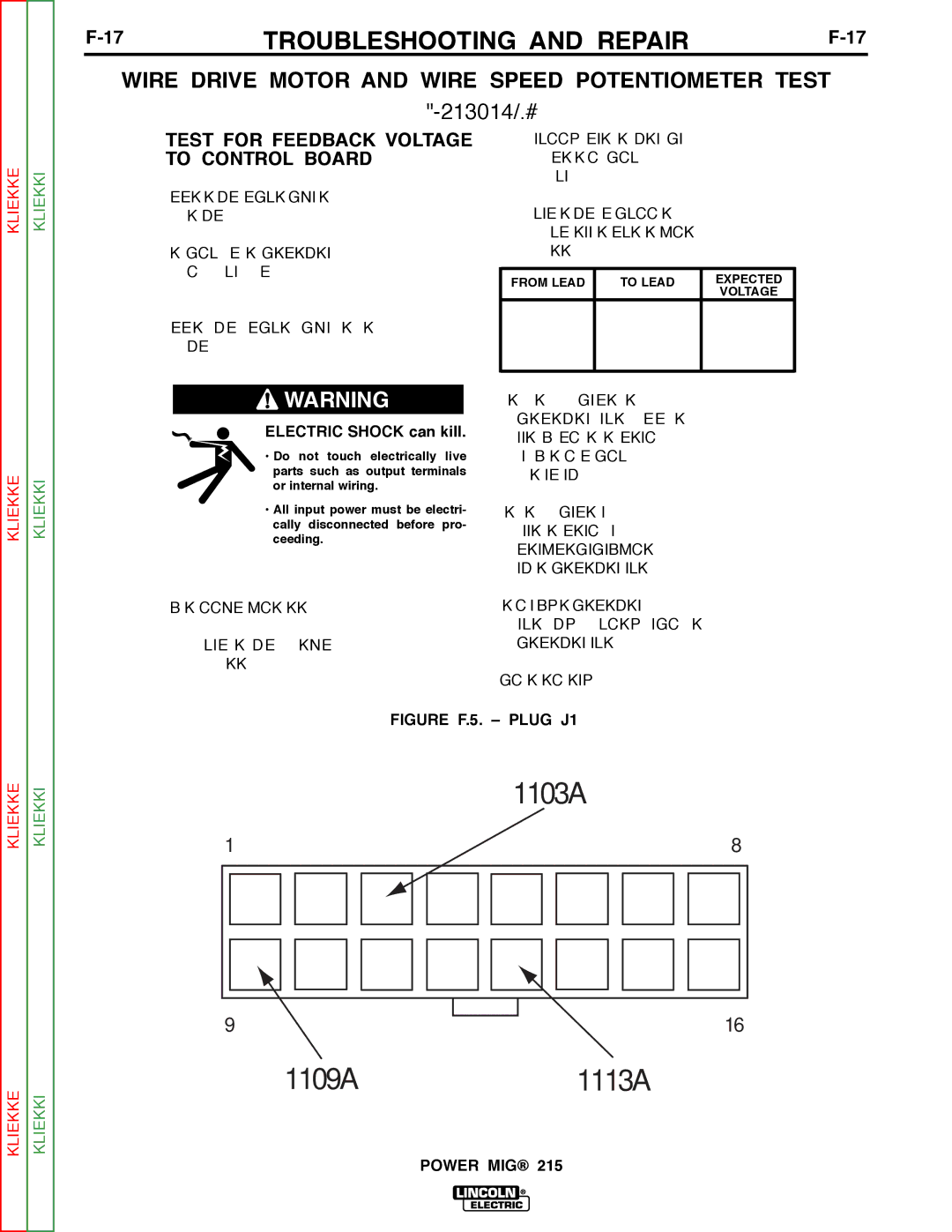 Lincoln Electric SVM167-A service manual Test for Feedback Voltage to Control Board, 1109 a, Vdc 