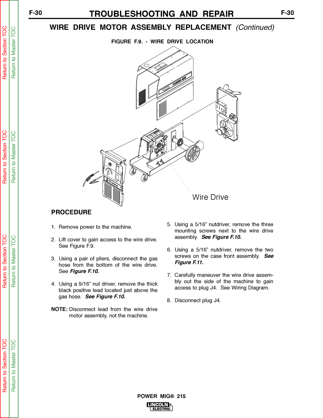 Lincoln Electric SVM167-A service manual Wire Drive Motor Assembly Replacement 