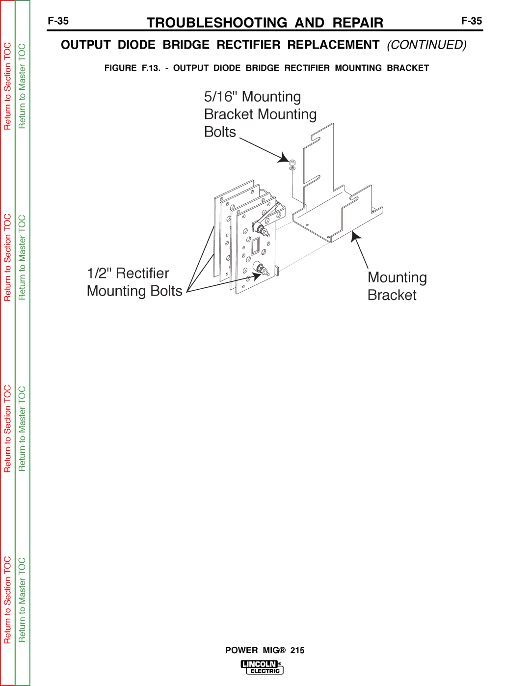Lincoln Electric SVM167-A service manual Mounting Bracket Mounting Bolts Rectifier 