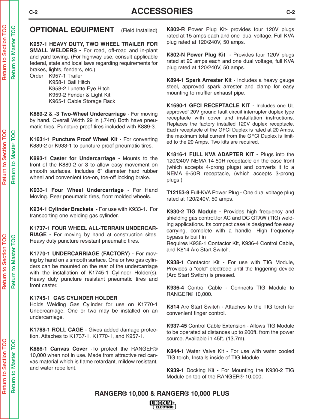 Lincoln Electric SVM168-B service manual Accessories, Optional Equipment Field Installed 