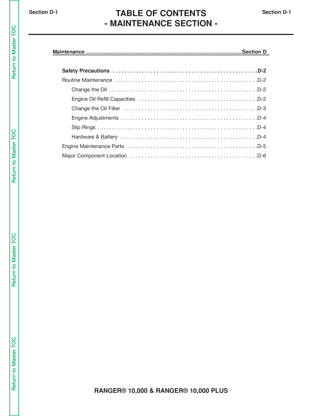 Lincoln Electric SVM168-B service manual Maintenance Section, Section D-1 