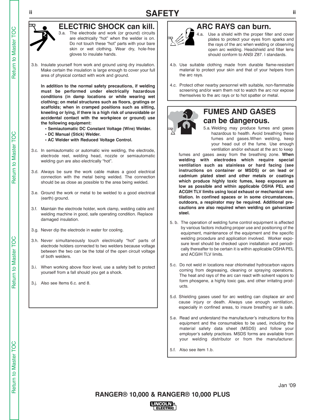 Lincoln Electric SVM168-B service manual ARC Rays can burn, Fumes and Gases 