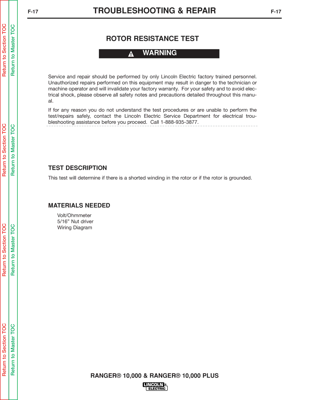 Lincoln Electric SVM168-B service manual Rotor Resistance Test 