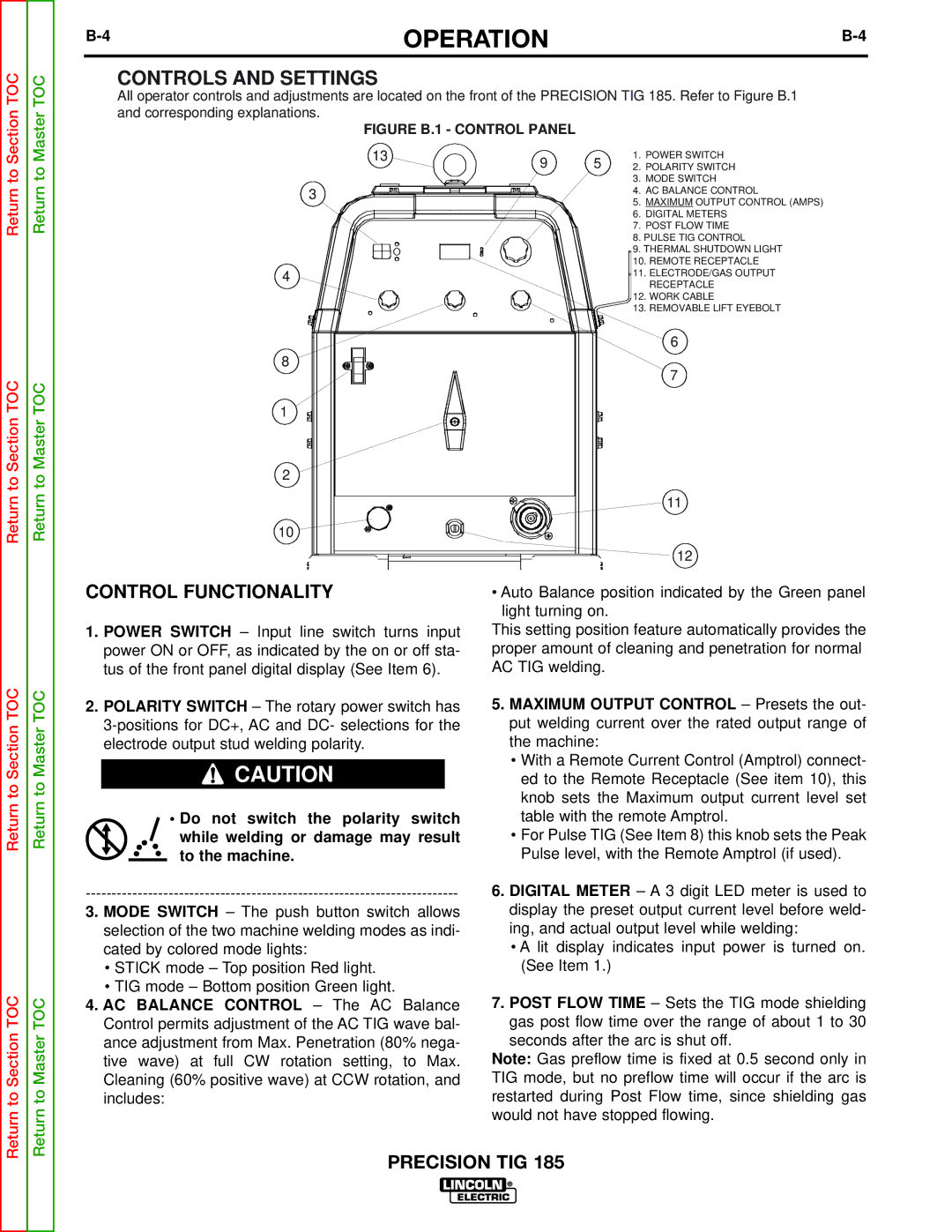 Lincoln Electric SVM169-A service manual Controls and Settings, Control Functionality 