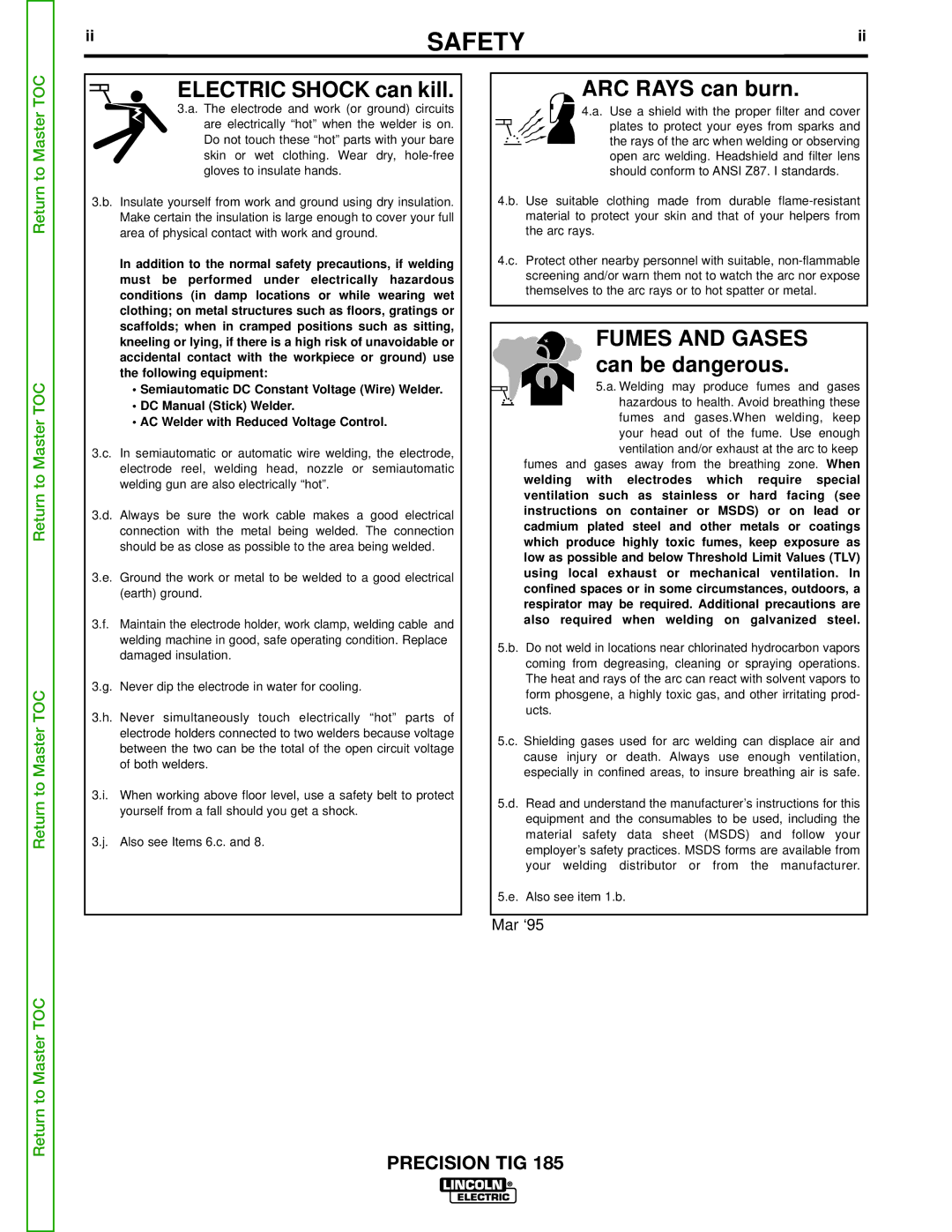 Lincoln Electric SVM169-A service manual Electric Shock can kill 