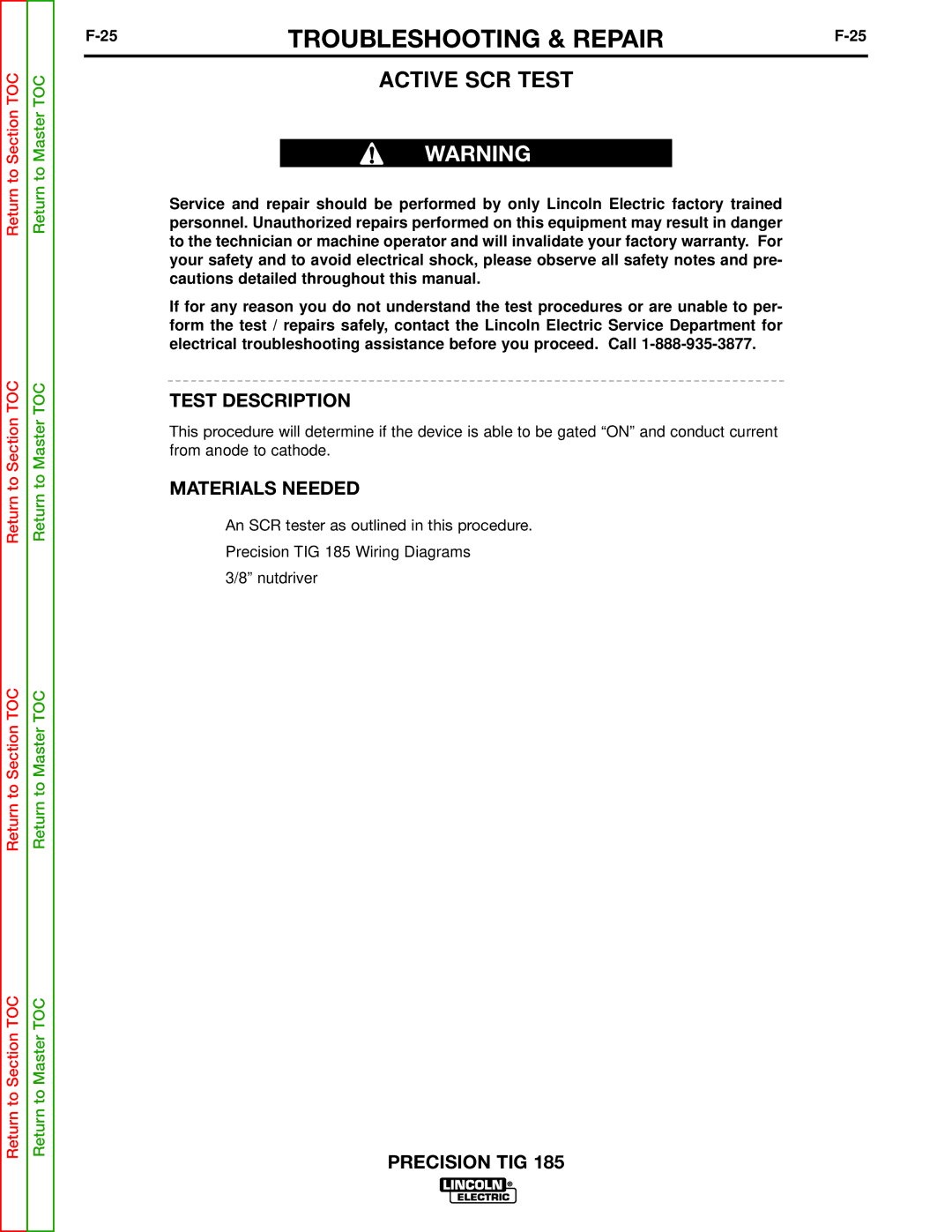 Lincoln Electric SVM169-A service manual Active SCR Test 