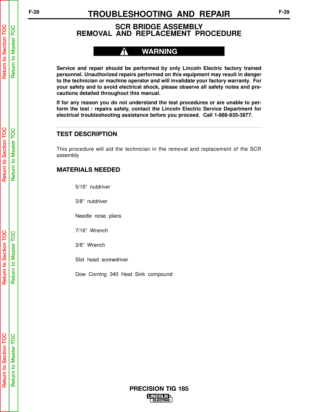 Lincoln Electric SVM169-A service manual Troubleshooting and Repair, SCR Bridge Assembly Removal and Replacement Procedure 