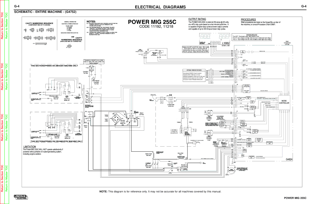 Lincoln Electric SVM170-A service manual Schematic Entire Machine G4752 