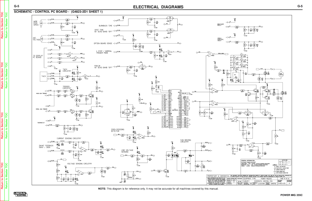 Lincoln Electric SVM170-A service manual Schematic Control PC Board G4823-2D1 Sheet 