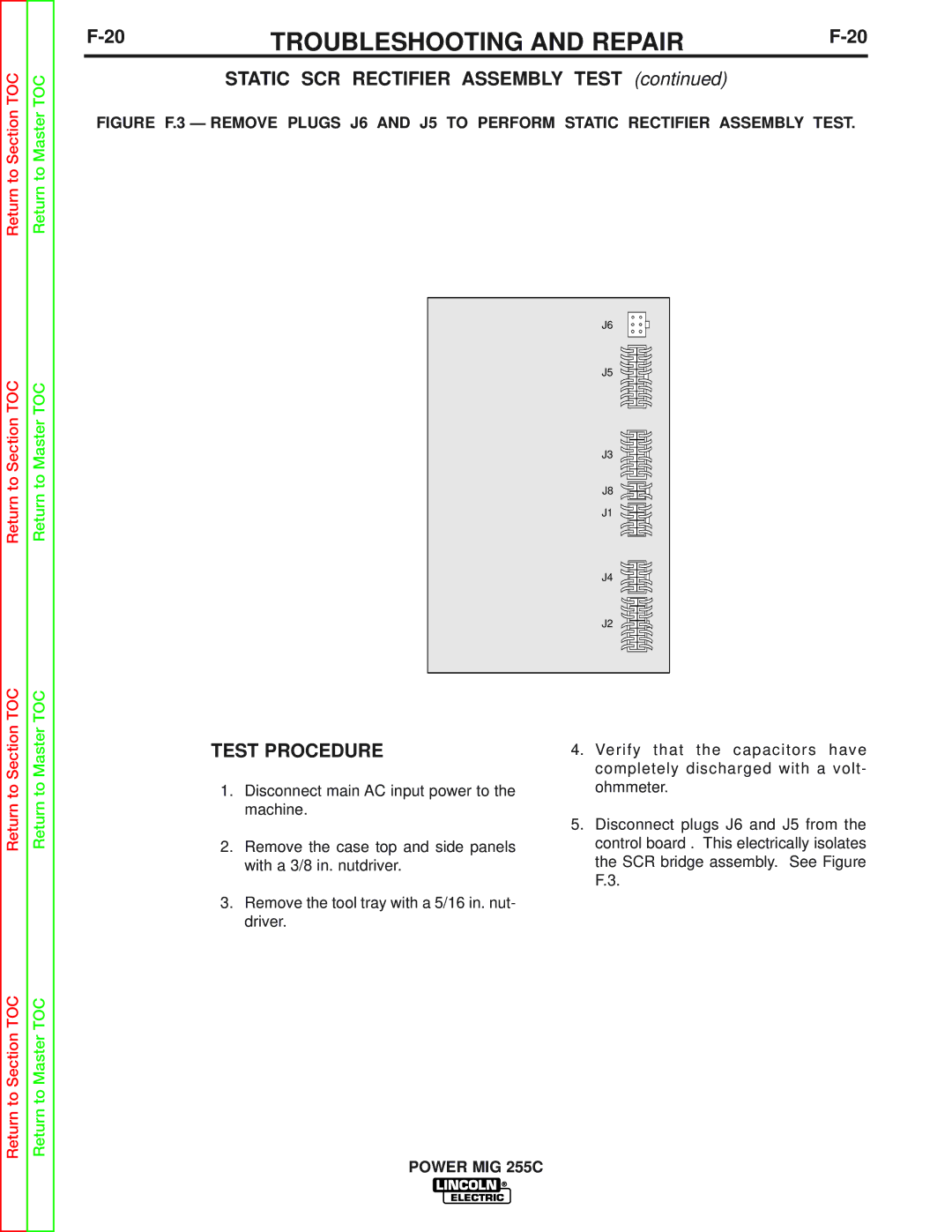 Lincoln Electric SVM170-A service manual Static SCR Rectifier Assembly Test 