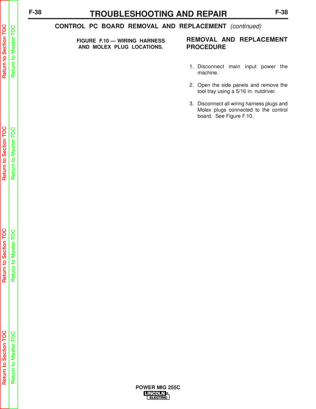 Lincoln Electric SVM170-A service manual Removal and Replacement, Procedure 